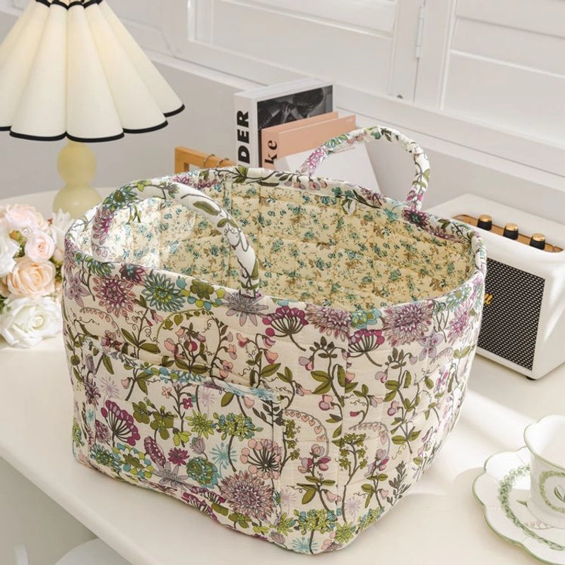 Floral Cotton Storage Basket for Home Organization|Home Storage & Organization