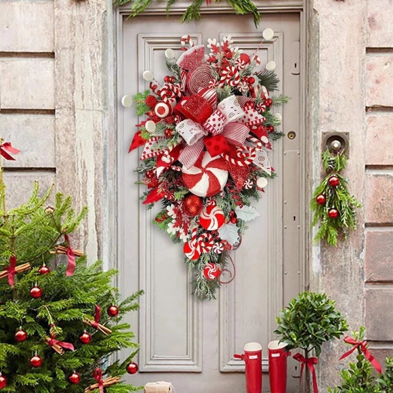 Christmas Hanging Upside Down Tree Decoration with Candy for Door and Wall | Christmas Decorations