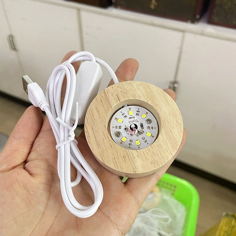 LED Crystal Ball with Wooden Stump Base USB Night Light for Desktop Decoration|Home Decor & Lighting