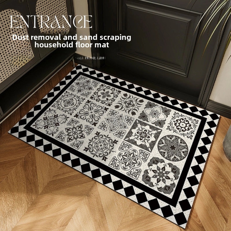 French Silk Ring Door Mat Entrance Dust Removal Mat High-Grade Stain-Resistant Foot Carpet|Home Decor & Rugs