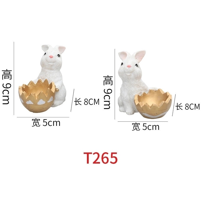 Cute Rabbit Resin Figurines in Cartoon Style|Home Decor & Collectibles