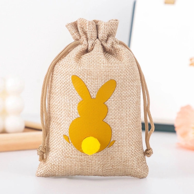 Easter Bunny Gift Bag Hemp Drawstring Storage with Printable Logo | Holiday Packaging Bags