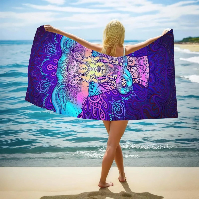 Elegant Floral Butterfly Beach Towel with Superfine Fiber for Casual Bathing|Beach Towels and Accessories