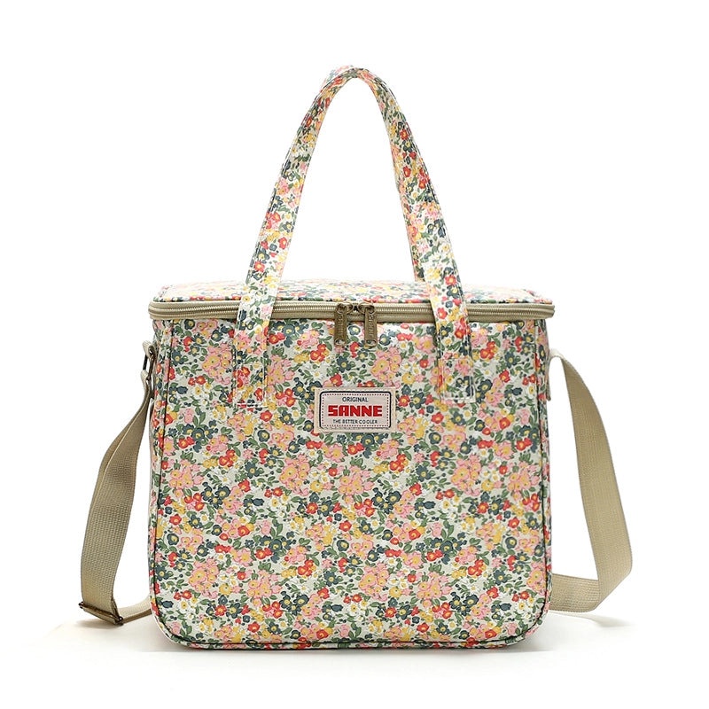 Sanneng Floral Insulated Lunch Bag Large Capacity Portable Aluminum Foil Cooler Bag for Students Outdoor Picnic|Lunch Bags & Coolers