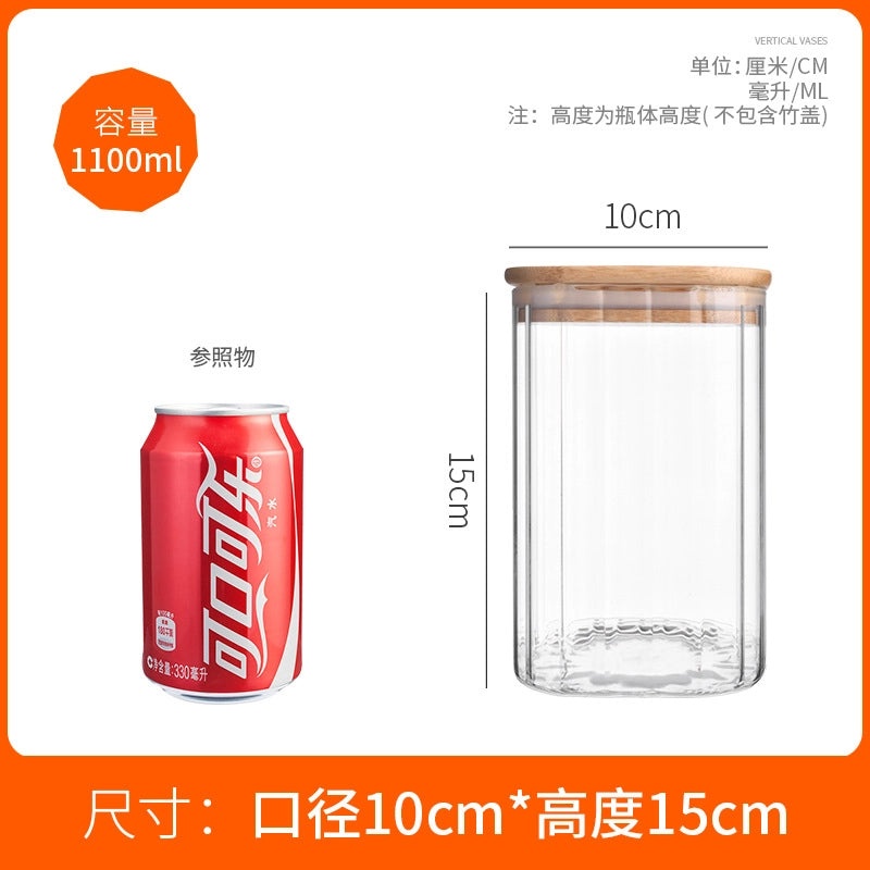 Elegant Striped Glass Storage Tank for Casual Chinoiserie Style|Home Storage & Organization