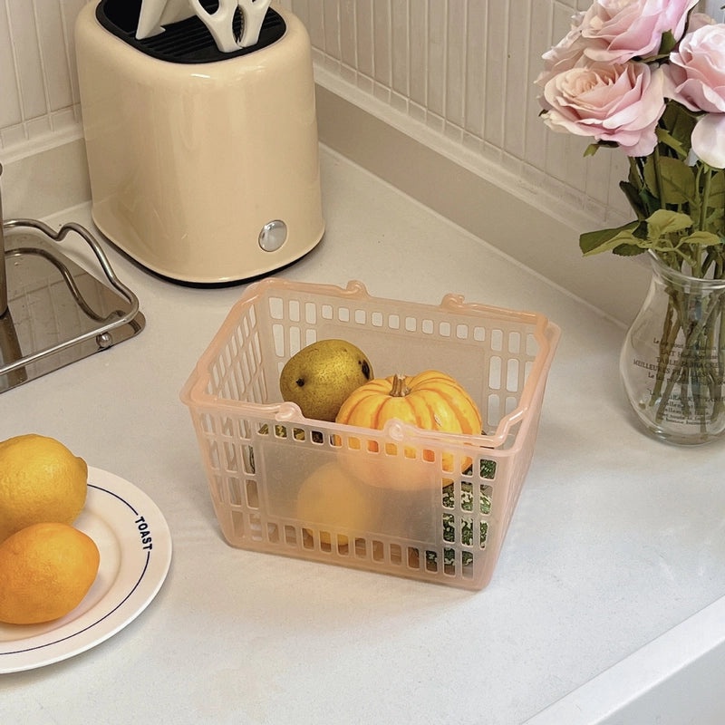 Minimalist Round Square Solid Color Plastic Storage Basket | Home Organization & Storage Bins