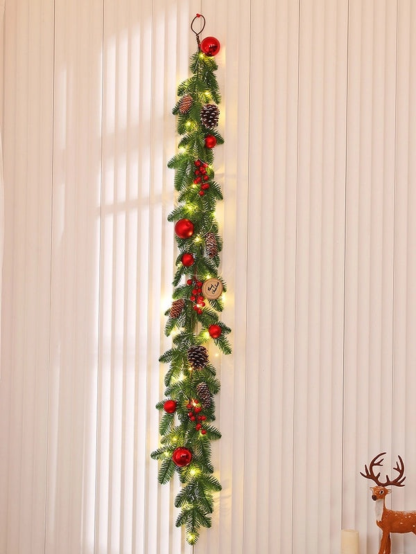 Christmas PE Rattan Garland with Christmas Tree Horn Pendant for Mall and Hotel Window Decoration|Home Decor & Seasonal Decorations