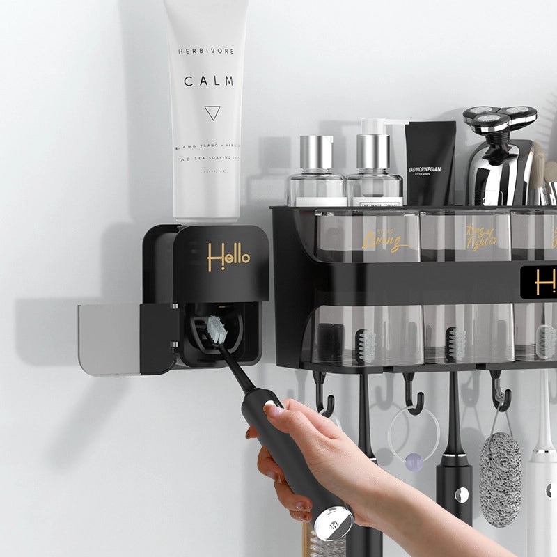 Wall-mounted Toothbrush and Gargle Cup Holder Non-drill Bathroom Storage Box | Bathroom Accessories