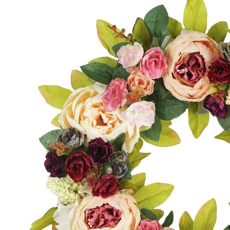 European Style Spring Artificial Flower Wreath for Wall and Door Hanging | Home Decor & Seasonal Decorations
