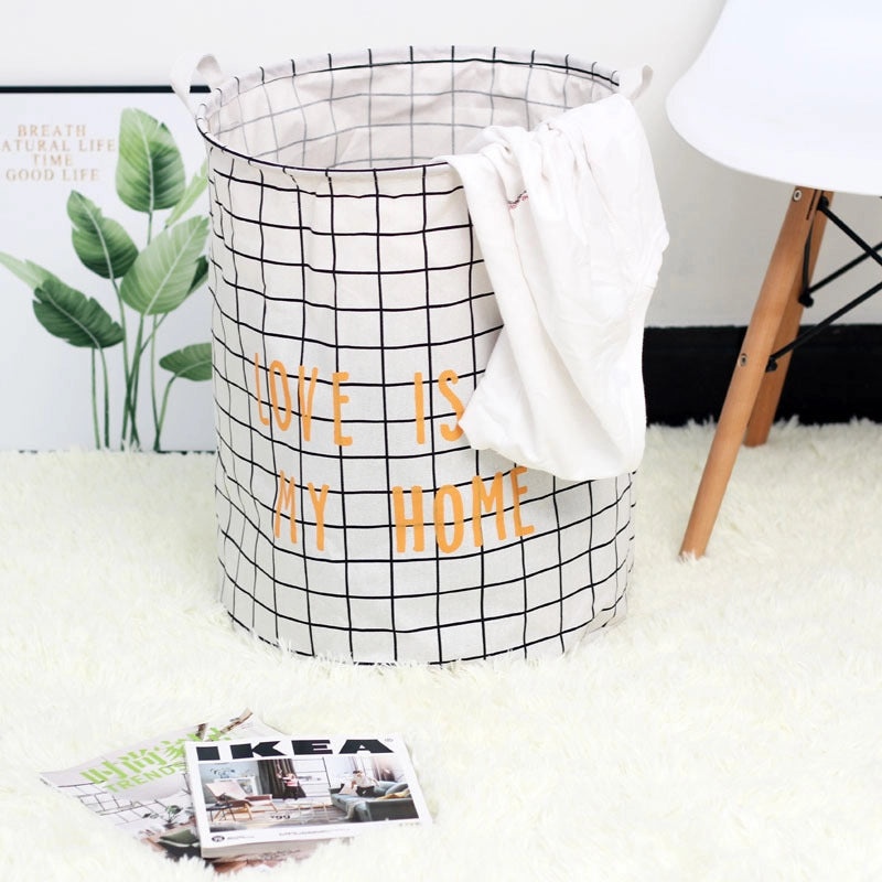 Geometric Animal Print Cotton Linen Storage Basket Minimalist Style|Home Storage & Organization