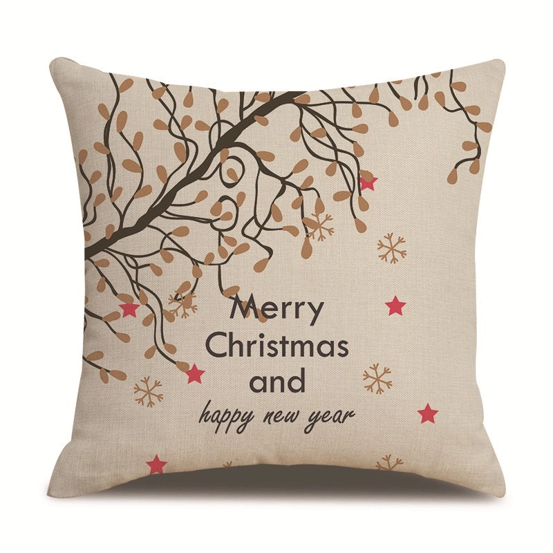 Minimalist Christmas Tree and Snowman Linen Pillow Covers | Home Decor & Sofa Accessories