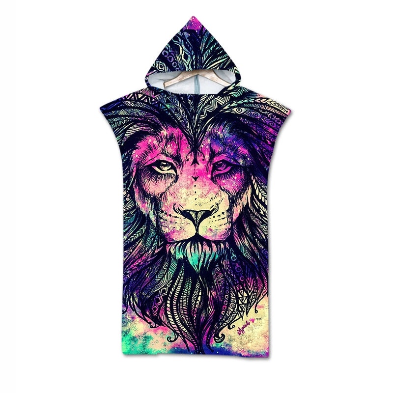 Geometric Print Hooded Beach Towel for Adults Soft Absorbent Cloak Bath Towels|Bath & Beach Towels