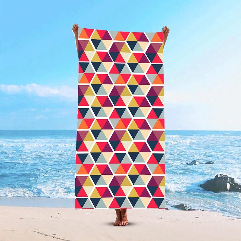 Geometric Pattern Polyester Beach Towel for Casual Vacation Use|Beach Accessories