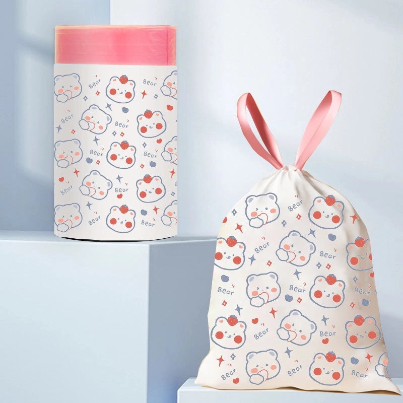 Thickened Printed Rabbit Pattern Large Portable Drawstring Trash Bags for Kitchen Dorm Student Use|Household Cleaning Supplies
