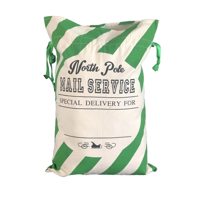 Christmas Cute Letter Stripe Canvas Party Gift Bag|Festive Gift Bags