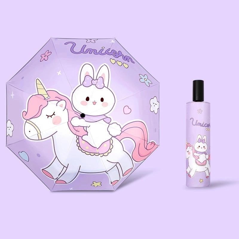 Kids Safety Anti-Rebound Folding Umbrella Cartoon Design Full Automatic Portable Dual-Use for Boys and Girls|Children's Umbrellas