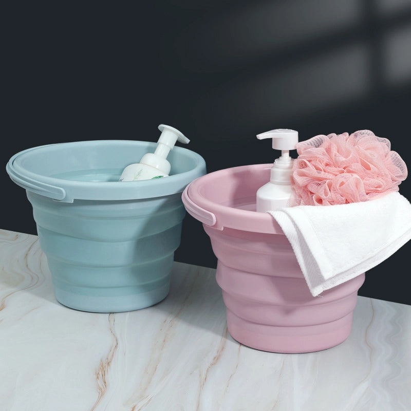 Foldable Solid Color Plastic Bucket for Bathing|Home & Bath Accessories