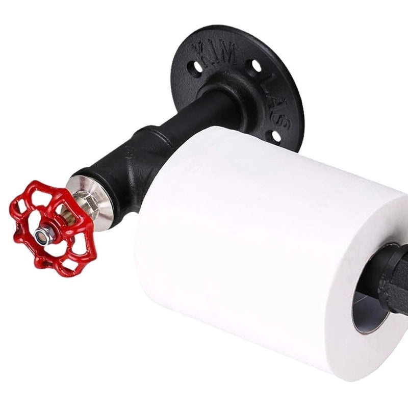 Vintage Industrial Iron Pipe Toilet Paper Holder with Valve for Bathroom Bedroom|Bathroom Accessories