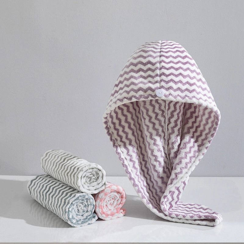 Coral Velvet Bamboo Charcoal Antibacterial Double-layer Hair Drying Towel Cap for Women | Hair Care Accessories