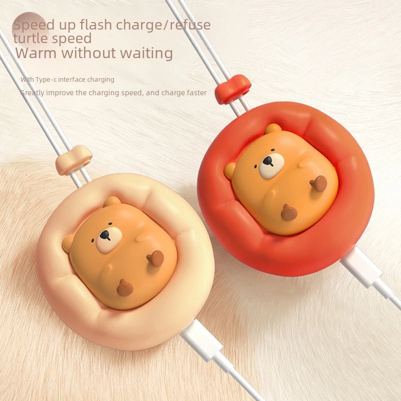 USB Rechargeable Bear Hand Warmer with Two Heat Settings Portable Student Gift Custom Logo|Winter Accessories