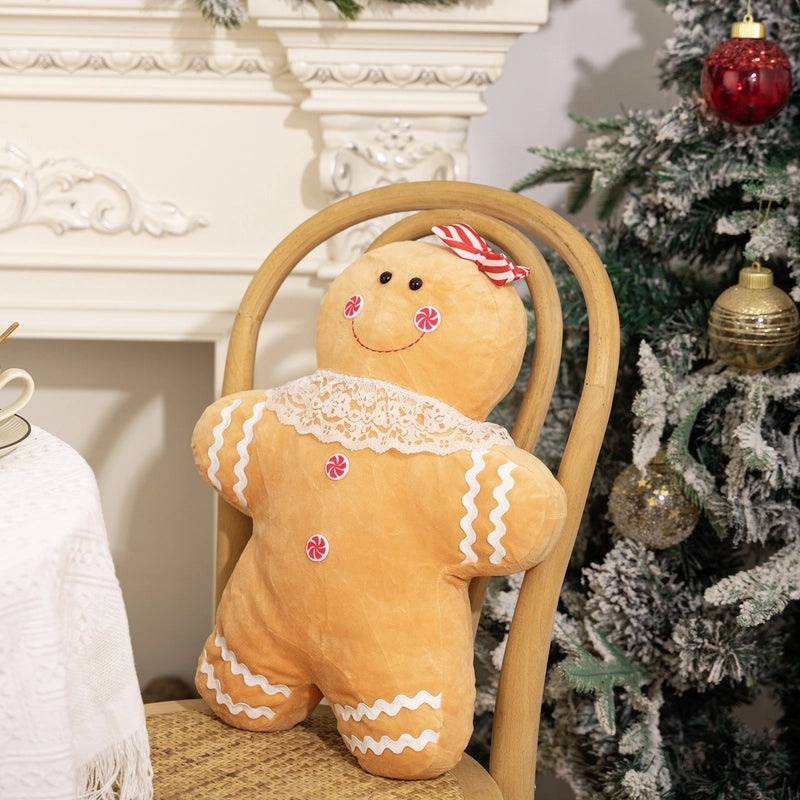 Cute Christmas Hat Gingerbread Throw Pillow Polyester Holiday Party Table Decoration|Home Decor