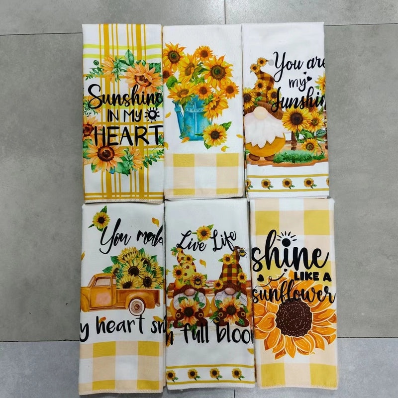 Cute Sunflower Heart Shape Daisy Cotton Polyester Towels for Casual Use | Home & Living - Bath Towels