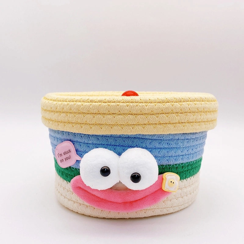 Adorable Cartoon Print Cotton Rope Storage Basket Organizer|Home Storage & Organization