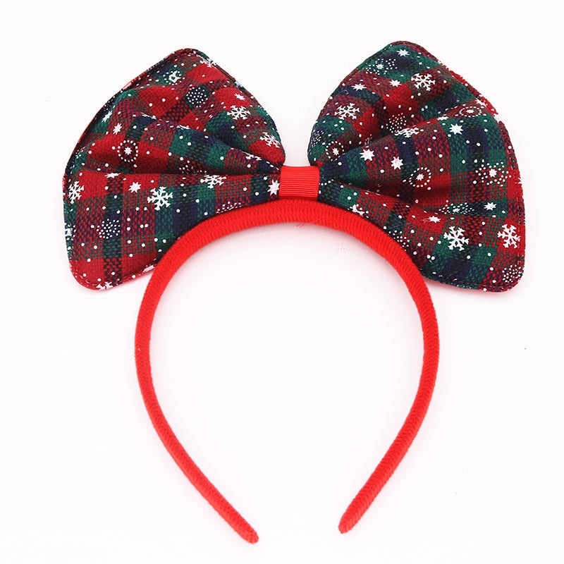 Christmas Red Green Plaid Large Butterfly Bow Hairband Hairpin for Adults and Kids | Hair Accessories