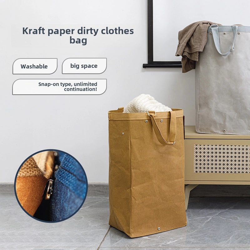 Biodegradable Kraft Paper Storage Bag for Laundry Toys Clothes Organizing Large Space | Home Storage & Organization