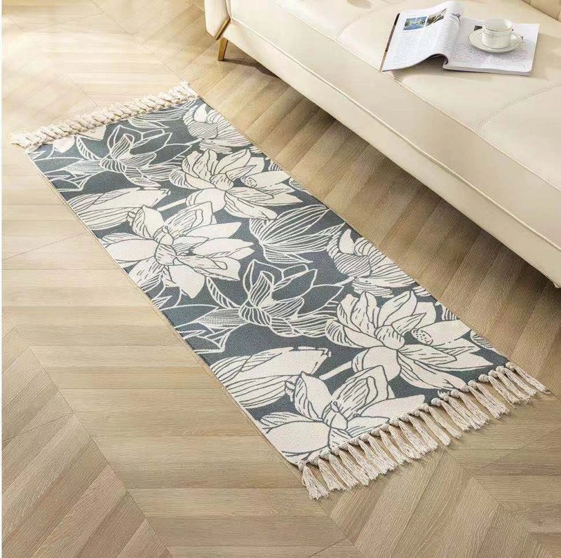 Ethnic Geometric Letter Flower Cotton Bath Mat|Home Decor & Bath Accessories