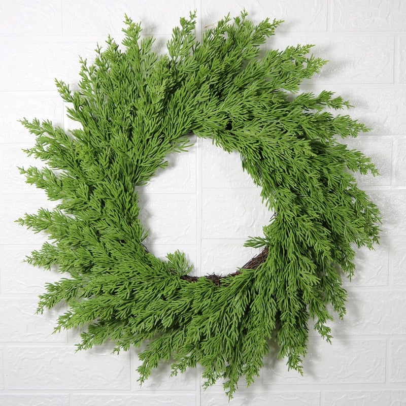 Meimei 50CM Christmas Pine Needle Garland Natural Rattan Ring Holiday Decoration for Front Door Wall|Home Decor & Seasonal Decorations