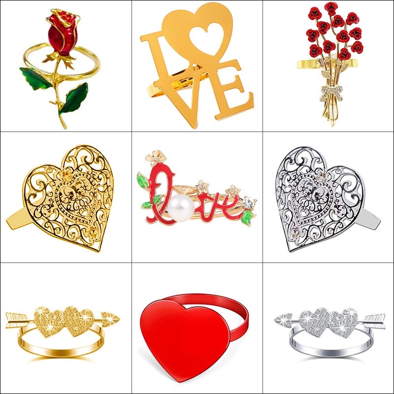 Elegant Red Heart Flower Stainless Steel Table Decoration for Valentine's Day | Home Decor