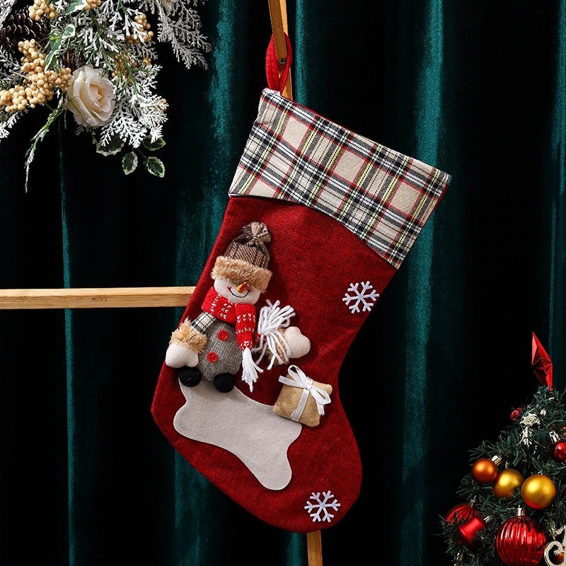 Extra Large Khaki Linen Santa Claus Christmas Stocking | Christmas Decorations & Gift Bags
