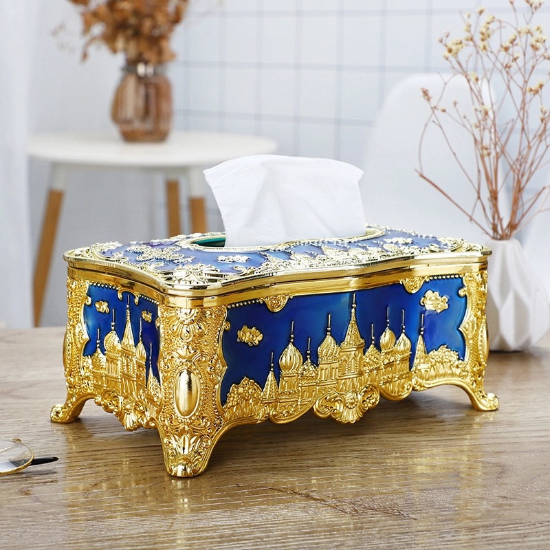 Golden Edge Small Napkin Tissue Box for Home Desktop Use | Home & Living Accessories