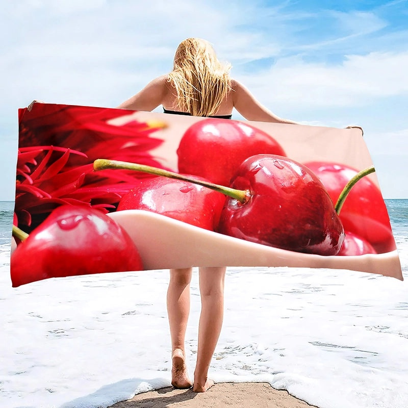 Adorable Cherry Patterned Superfine Fiber Towel | Home & Kitchen Towels