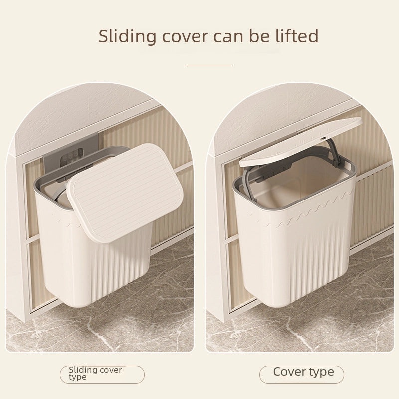 Punch-Free Wall Mounted Trash Can with Lid for Kitchen Bathroom Living Room | Home Organization & Storage