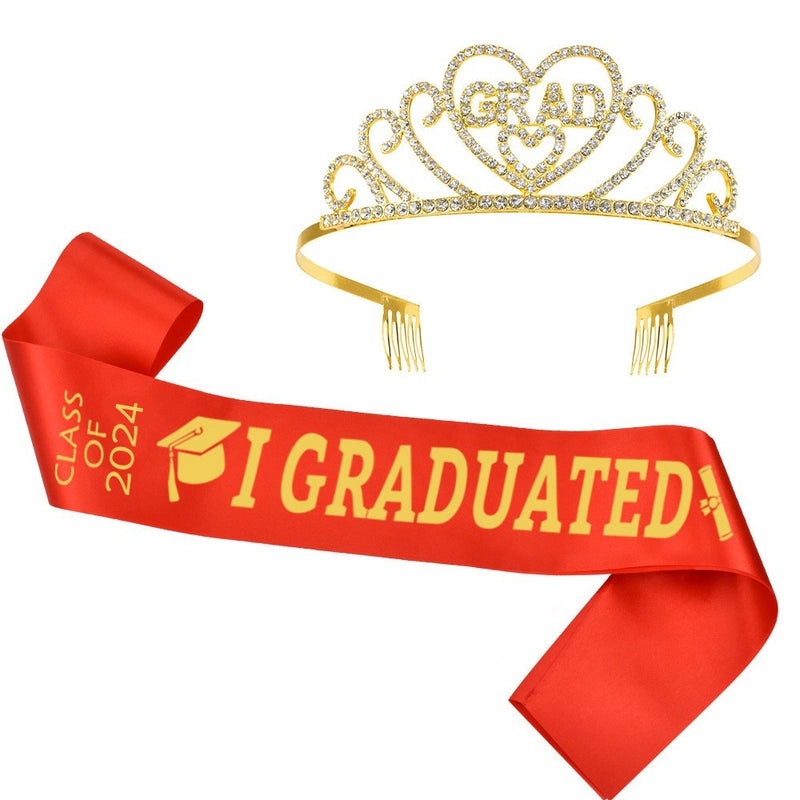 Graduation Season Crown and Shoulder Belt Set for Prom and Party | Accessories & Jewelry