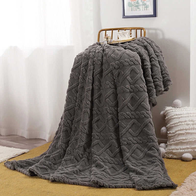 Single Layer Solid Color Fleece Blanket | Home & Office Nap Blanket Air Conditioning Cover | Blankets & Throws