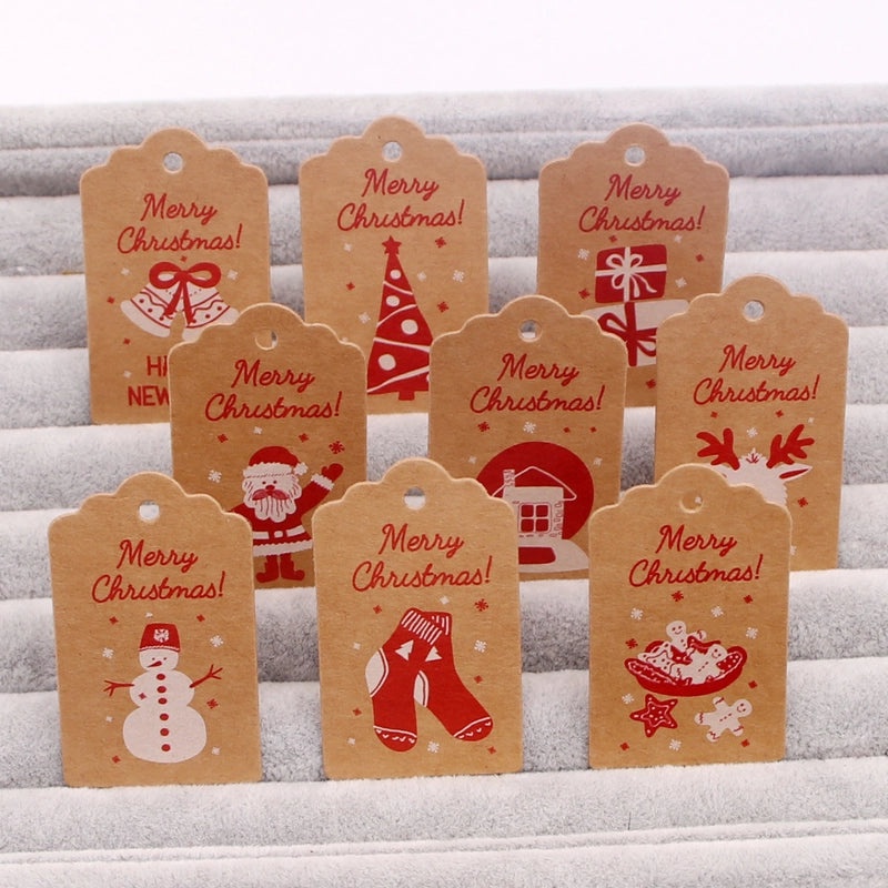 100 PCS Christmas Jewelry Packaging Cards Minimalist Letter Design|Jewelry Packaging Supplies