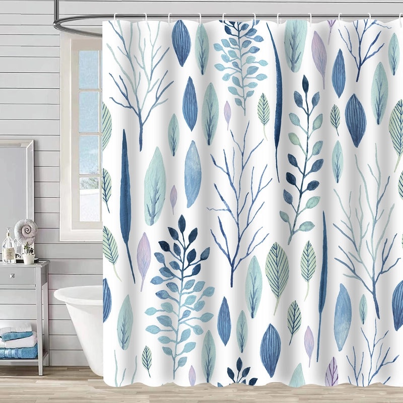 Waterproof Tropical Jungle Leaf Shower Curtain with Hooks 3D Printed Polyester for Bathroom|Shower Curtains & Accessories