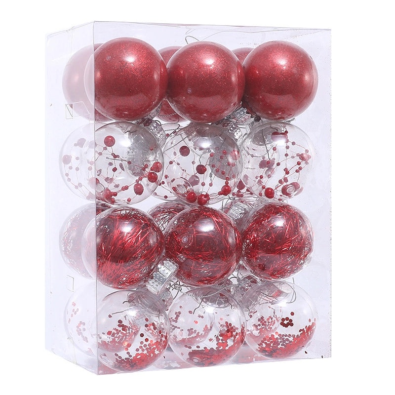 Set of 24 Transparent Plastic Christmas Balls 6cm & 8cm | Christmas Tree Decorations | Holiday Ornaments | Xmas Pendants | Festive Decor | Christ