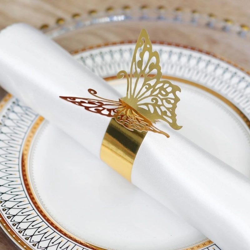 Minimalist Butterfly Napkin Rings Reflective Paper for Holidays and Daily Use|Home Decor Table Accessories