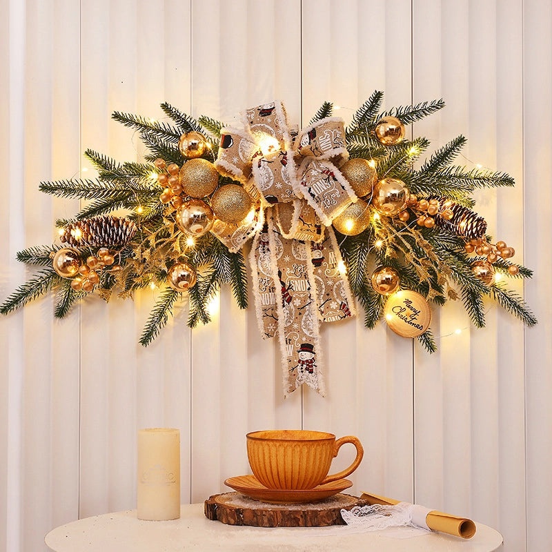 Christmas PE Rattan Garland with Christmas Tree Horn Pendant for Mall and Hotel Window Decoration|Home Decor & Seasonal Decorations