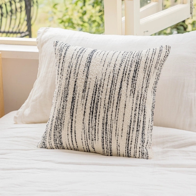 Black and White Sofa Pillow Cover French Style Horizontal Bedside Cushion Case Woven Home Decor|Home Decor & Pillows