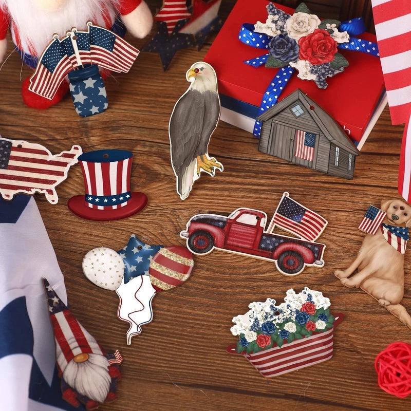 American Flag Animal Wood Decor for Festivals and Parties | Home Decor