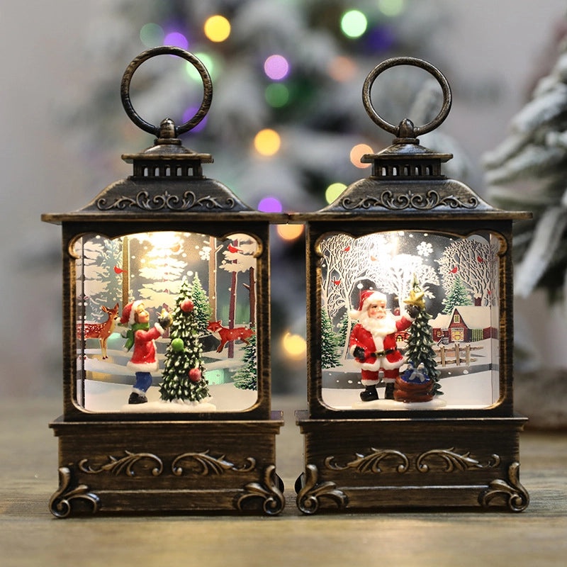 Christmas Square Flat Interior Light Featuring Santa Claus and Tree | Holiday Home Decor