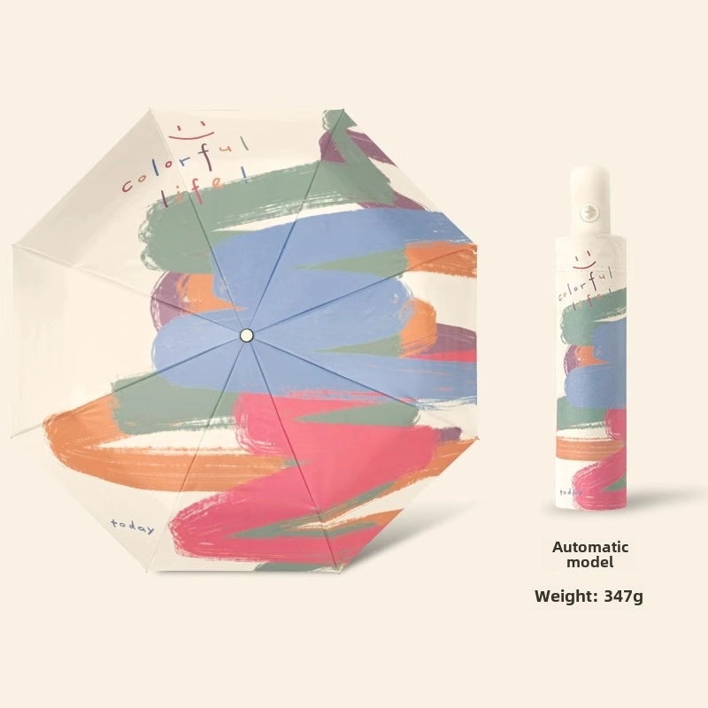 Dual-use Automatic Folding Umbrella for Women | Sun & Rain Protection UV Shield | Portable High-Grade Black Coating | Umbrellas