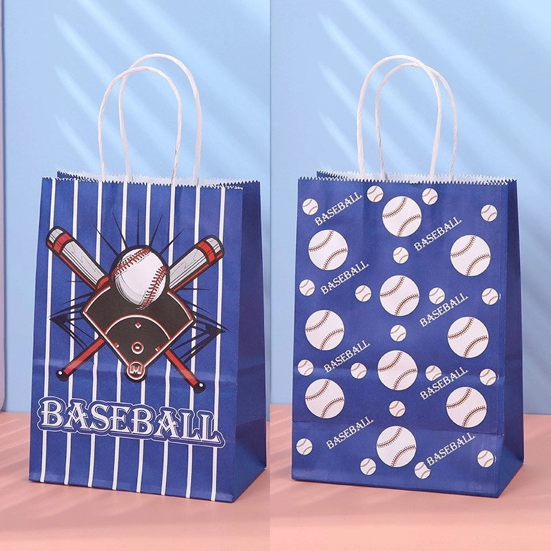 Fashion Baseball Print Kraft Paper Gift Bag Portable Party Shopping Tote|Gift Bags & Packaging
