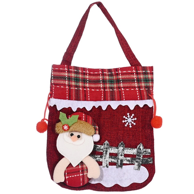 Christmas Burlap Apple Bag with Snowman Design | Holiday Gift Bags