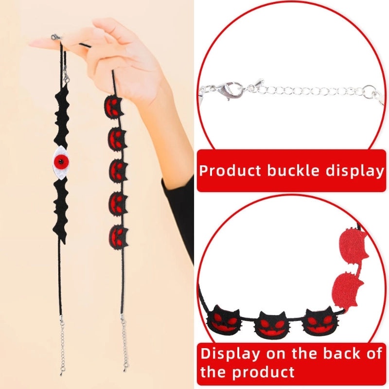 Halloween Spider Bat Skull Necklace Felt Pendant Funny Cool Party Accessory|Jewelry & Accessories